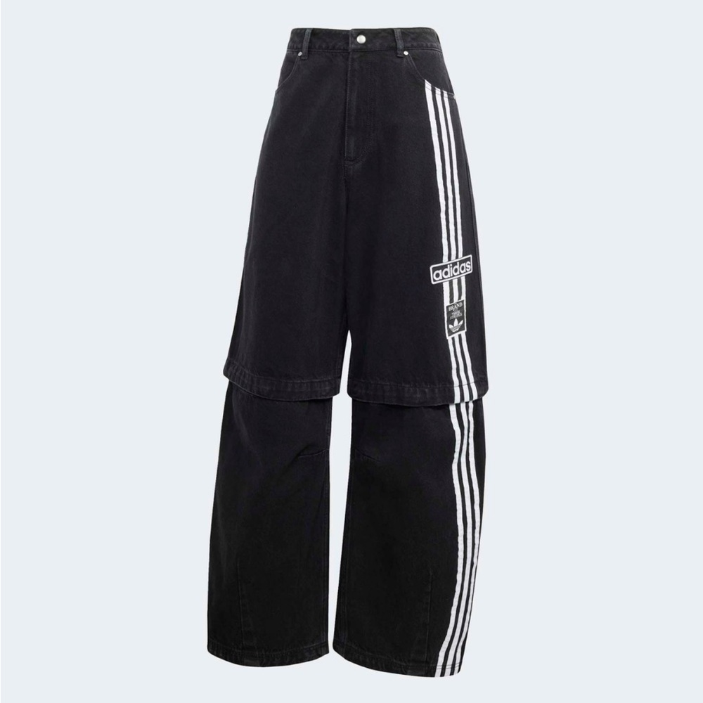 2 in 1 Adidas Black Pants/Shorts Shorts with White Triple Stripes